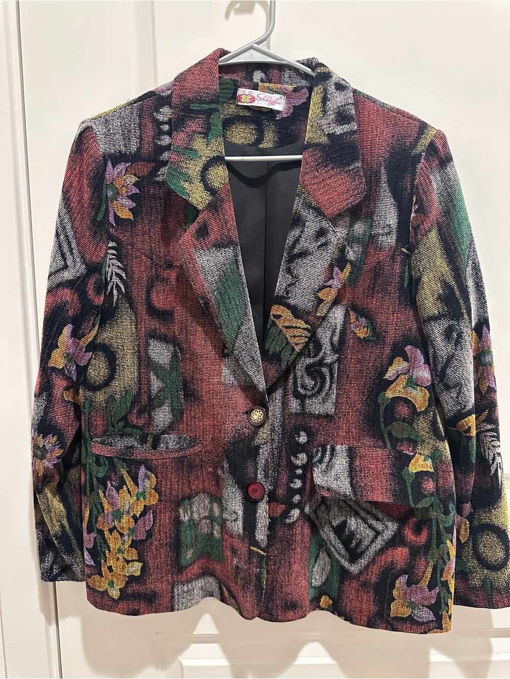 VINTAGE Women's Multicolor Patterned Blazer Jacket